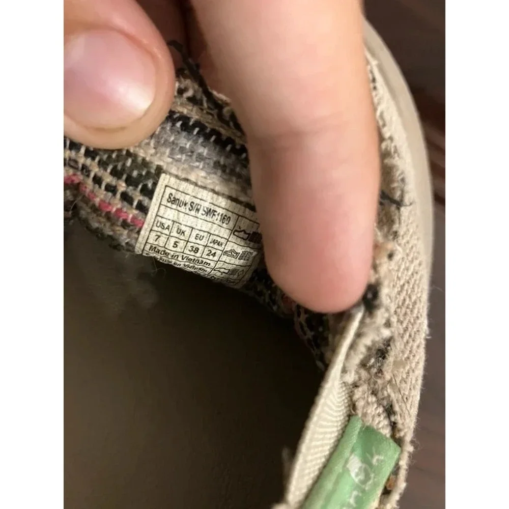 Men Sanuk Slip On Textile Shoes Tan Size 7